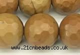 CWJ604 15 inches 12mm faceted round wooden jasper beads wholesale