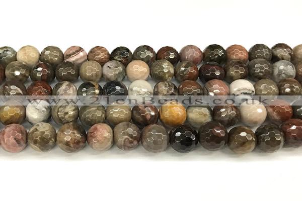 CWJ612 15 inches 8mm faceted round wooden jasper gemstone beads