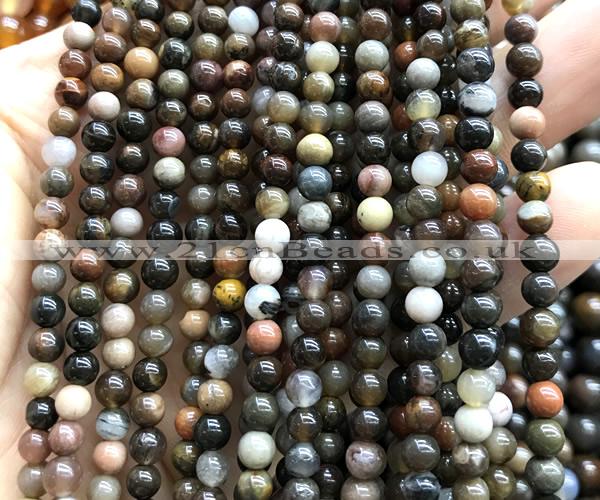 CWJ620 15 inches 4mm round wooden jasper beads wholesale