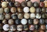 CWJ631 15 inches 12mm faceted round wooden jasper beads wholesale
