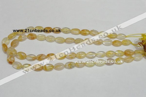 CYC01 15.5 inches 10*14mm oval yellow crystal quartz beads