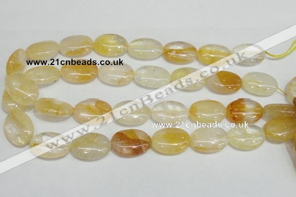 CYC03 15.5 inches 18*25mm oval yellow crystal quartz beads