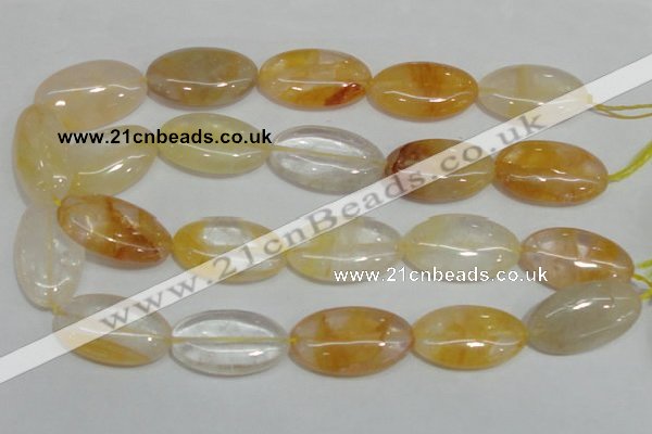 CYC04 15.5 inches 20*35mm oval yellow crystal quartz beads