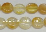 CYC05 15.5 inches 16mm flat round yellow crystal quartz beads