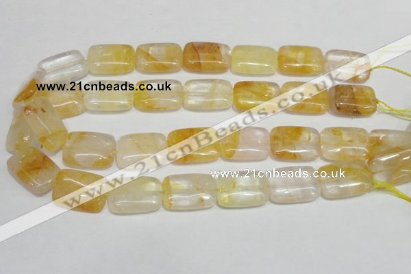 CYC10 15.5 inches 18*25mm rectangle yellow crystal quartz beads