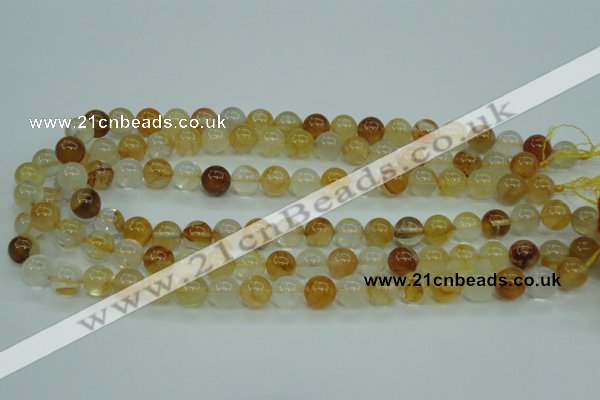 CYC103 15.5 inches 10mm round yellow crystal quartz beads