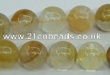 CYC105 15.5 inches 14mm round yellow crystal quartz beads