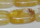 CYC11 15.5 inches 20*35mm rectangle yellow crystal quartz beads