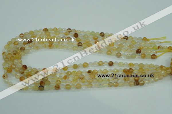 CYC112 15.5 inches 6mm faceted round yellow crystal quartz beads