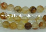 CYC113 15.5 inches 8mm faceted round yellow crystal quartz beads