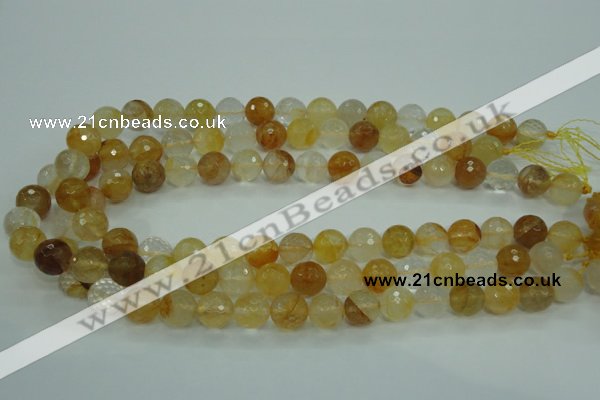 CYC115 15.5 inches 12mm faceted round yellow crystal quartz beads