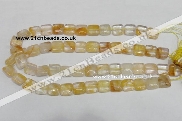 CYC12 15.5 inches 14*14mm square yellow crystal quartz beads