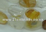 CYC126 15.5 inches 10*18mm faceted nuggets yellow crystal quartz beads