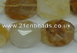 CYC127 15.5 inches 18*22mm faceted nuggets yellow crystal quartz beads