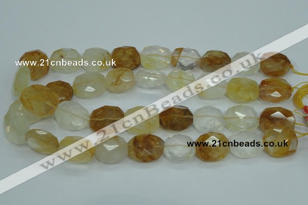 CYC127 15.5 inches 18*22mm faceted nuggets yellow crystal quartz beads