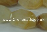 CYC129 15.5 inches 18*30mm faceted nuggets yellow crystal quartz beads