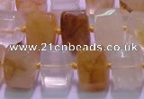 CYC138 15.5 inches 11*15*15mm faceted triangle yellow quartz beads