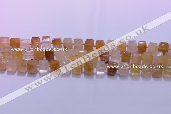 CYC138 15.5 inches 11*15*15mm faceted triangle yellow quartz beads
