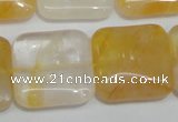 CYC14 15.5 inches 25*25mm square yellow crystal quartz beads