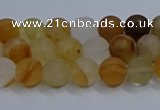 CYC140 15.5 inches 4mm round matte yellow quartz beads wholesale