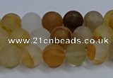 CYC141 15.5 inches 6mm round matte yellow quartz beads wholesale