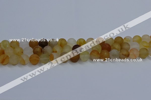 CYC142 15.5 inches 8mm round matte yellow quartz beads wholesale