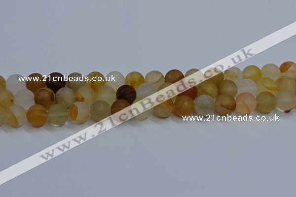CYC143 15.5 inches 10mm round matte yellow quartz beads wholesale
