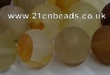 CYC145 15.5 inches 14mm round matte yellow quartz beads wholesale