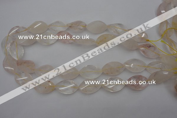 CYC201 15.5 inches 15*25mm twisted & faceted marquise yellow quartz beads