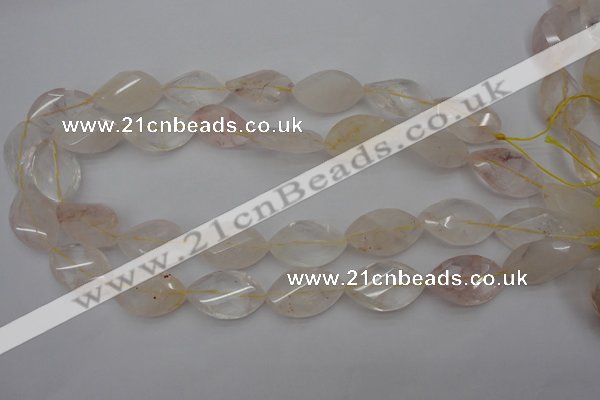 CYC201 15.5 inches 15*25mm twisted & faceted marquise yellow quartz beads
