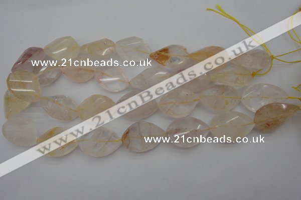 CYC204 15.5 inches 20*30mm twisted & faceted teardrop yellow quartz beads