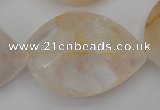 CYC207 15.5 inches 28*40mm twisted & faceted teardrop yellow quartz beads