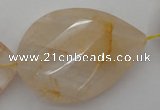 CYC208 15.5 inches 23*45mm twisted & faceted teardrop yellow quartz beads