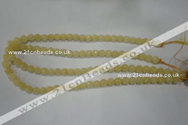 CYJ152 15.5 inches 8mm faceted round yellow jade beads wholesale