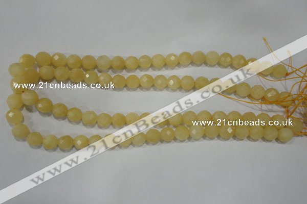 CYJ153 15.5 inches 10mm faceted round yellow jade beads wholesale