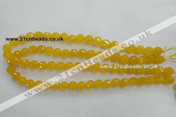 CYJ203 15.5 inches 10mm faceted round yellow jade beads wholesale