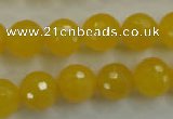 CYJ204 15.5 inches 12mm faceted round yellow jade beads wholesale