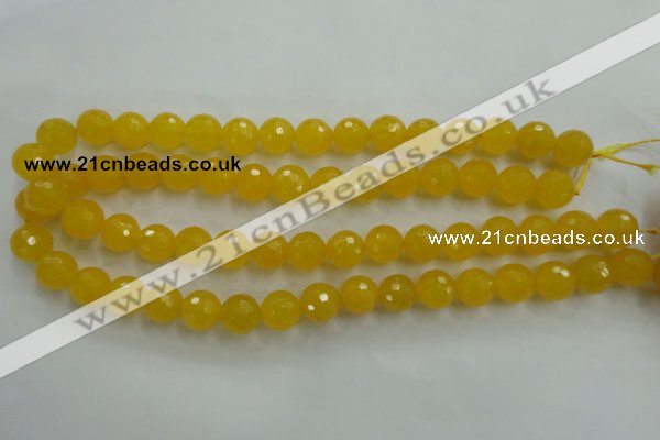 CYJ204 15.5 inches 12mm faceted round yellow jade beads wholesale