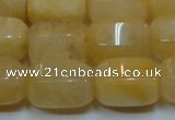 CYJ270 15.5 inches 10*14mm faceted tube yellow jade gemstone beads