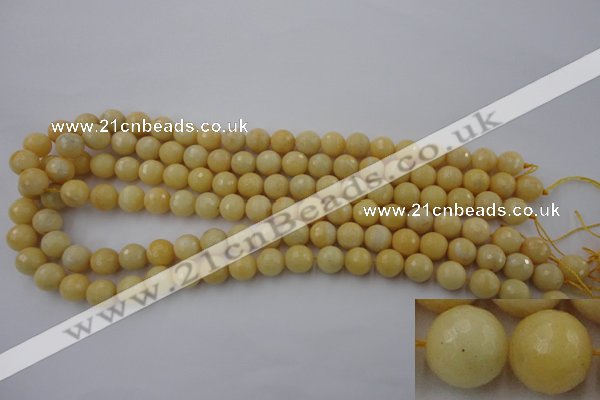 CYJ312 15.5 inches 8mm faceted round yellow jade beads wholesale