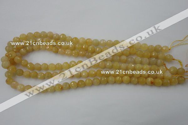 CYJ321 15.5 inches 8mm faceted round yellow jade beads wholesale