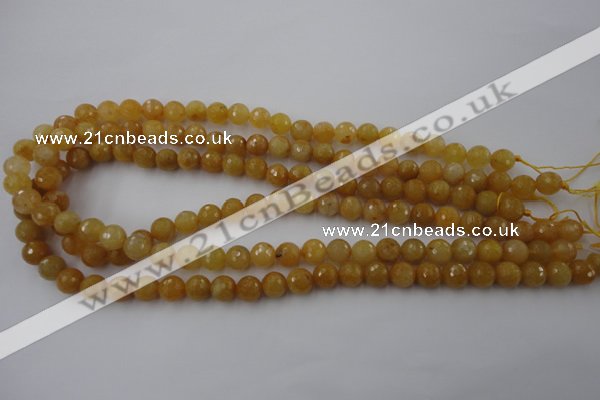 CYJ323 15.5 inches 8mm faceted round yellow jade beads wholesale