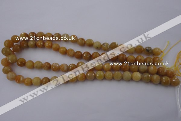 CYJ324 15.5 inches 10mm faceted round yellow jade beads wholesale