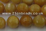 CYJ326 15.5 inches 14mm faceted round yellow jade beads wholesale