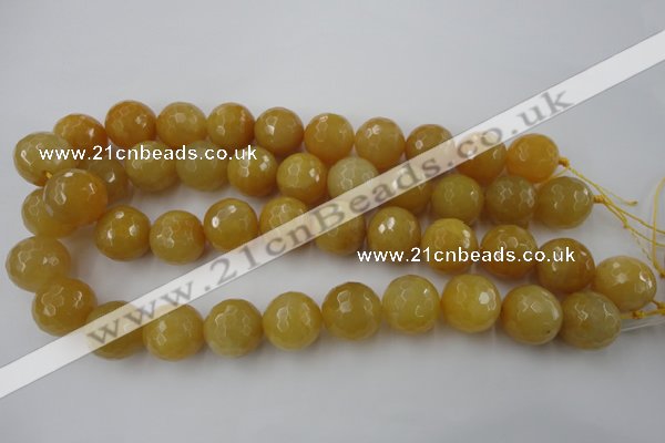 CYJ328 15.5 inches 18mm faceted round yellow jade beads wholesale