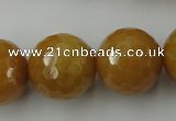 CYJ329 15.5 inches 20mm faceted round yellow jade beads wholesale