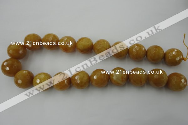 CYJ329 15.5 inches 20mm faceted round yellow jade beads wholesale