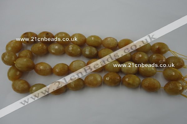 CYJ335 15.5 inches 16*20mm faceted rice yellow jade beads wholesale