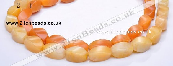 CYJ40 10*14mm twisted rice yellow jade gemstone beads Wholesale