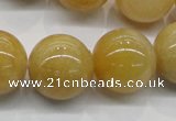 CYJ405 15.5 inches 14mm round yellow jade gemstone beads